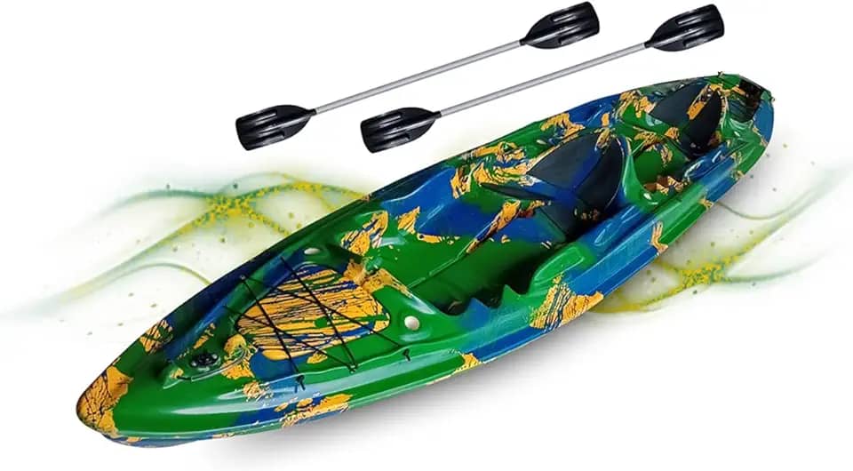 Caiaque Duplo De Pesca Modelo K2 Pró Fibra 2 Lugares + Remos