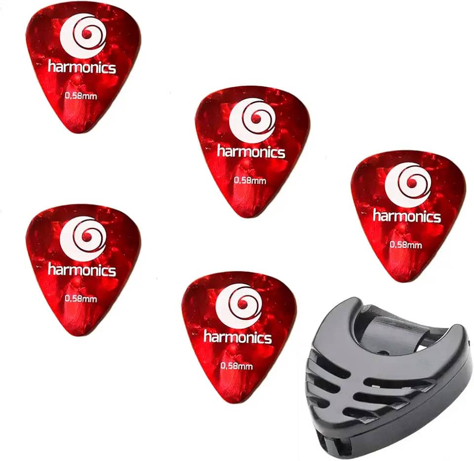 Palhetas De Guitarra Violão Harmonics 058 (5 UNIDADES) + Porta Palheta