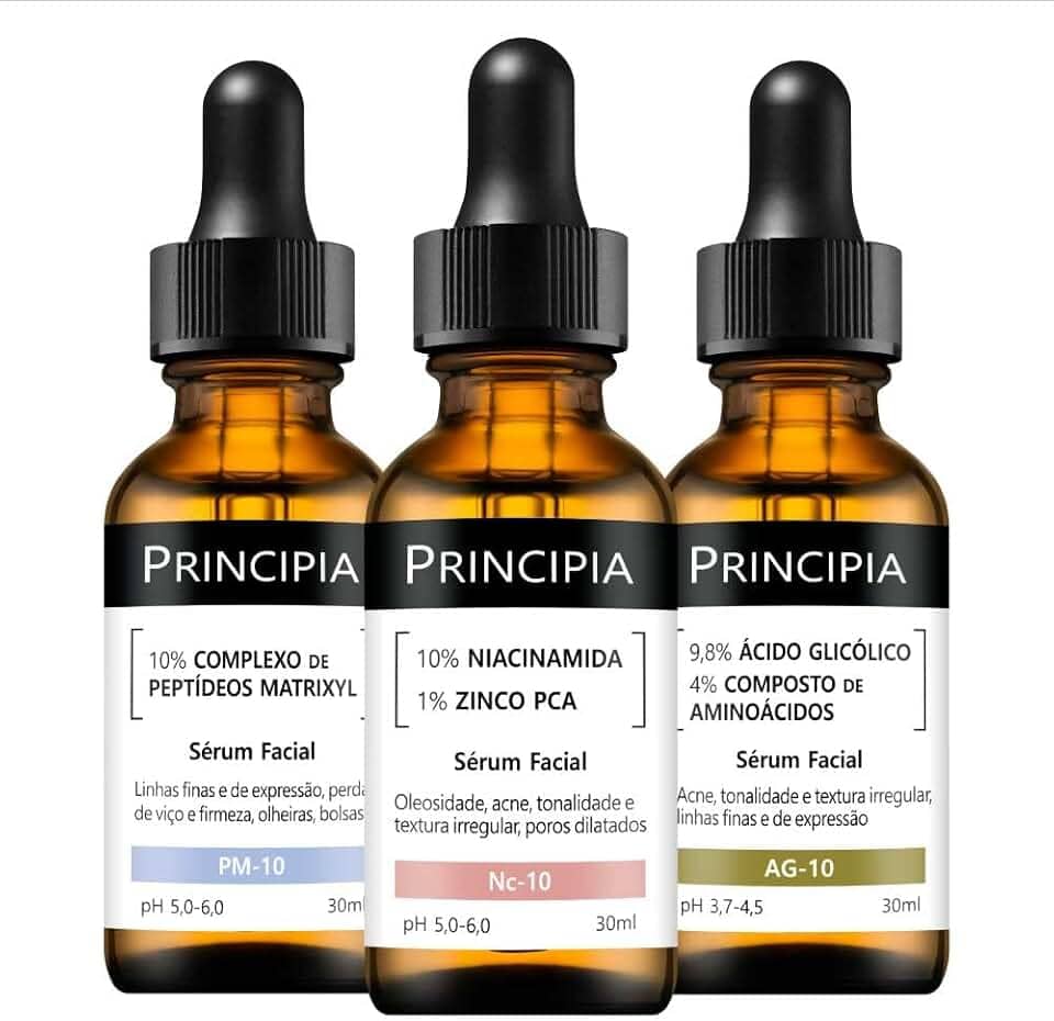 Principia Kit 3 Séruns Niacinamida + Peptídeos + Glicólico