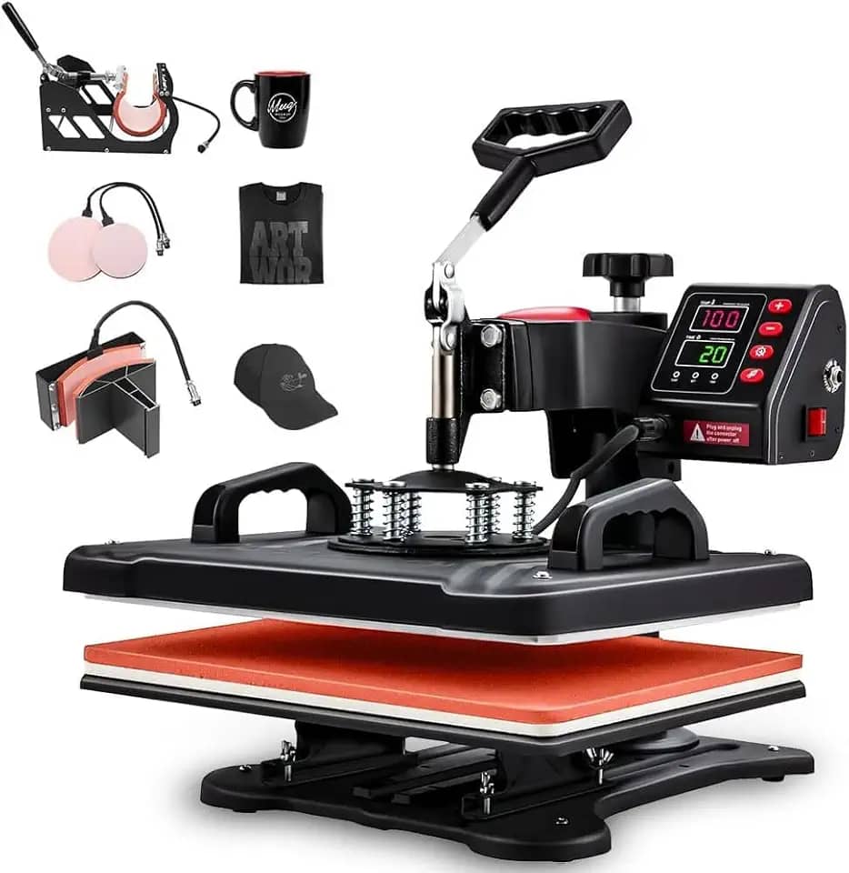 220V, 5 em 1 Prensa Termica, Maquina de Estampar Camisetas, Máquinas de Prensa Térmica Transferência de Calor por para Camisetas Chapéu, Prensa Termica Sublimação, Sublimação