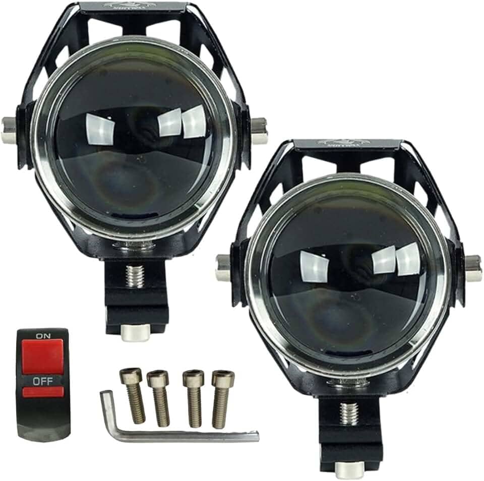 Farol de MILHA PAR de Luz auxiliar Moto U5 led Universal 3 Funções 6000K Branco strobo