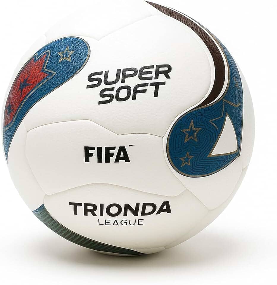 Trionda Super Soft Bola de Futebol, Tamanho 5, PU Costurada, Branca e Azul, para Treino e Jogos Oficiais, Inspirado na Copa 2026