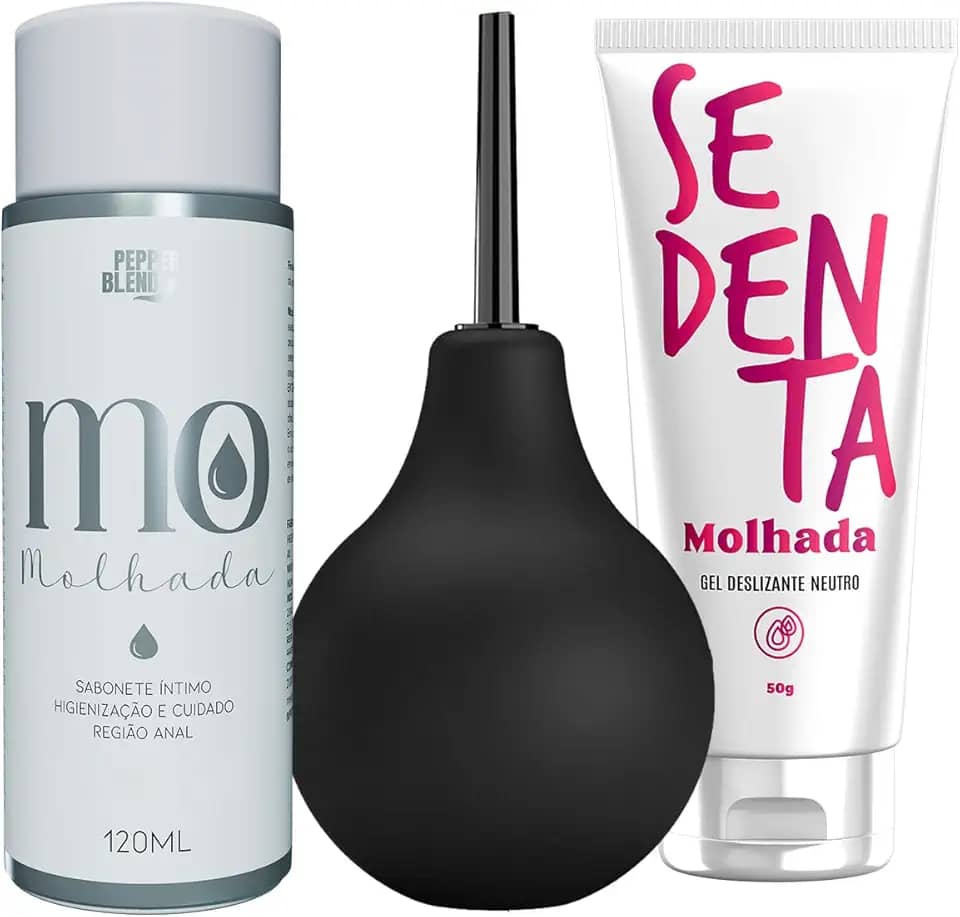 Kit Ducha Íntima Higiene Ginecológica 224ml Enema Gel Sabonete Procto Anal e Gel Deslizante Neutro