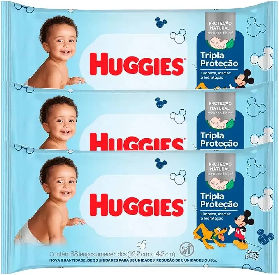 Kit Lenço Umedecido Huggie Tripla Proteção - 264 Unidades