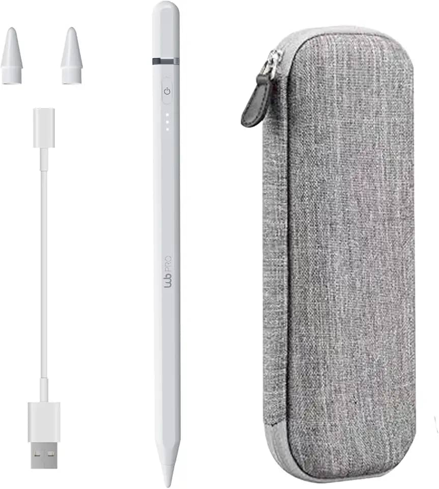 Caneta Pencil PRO WB Para Apple iPad Sensível à Inclinação, Rejeição de Palma da mão e Display de Bateria acompanha estojo protetor Cinza