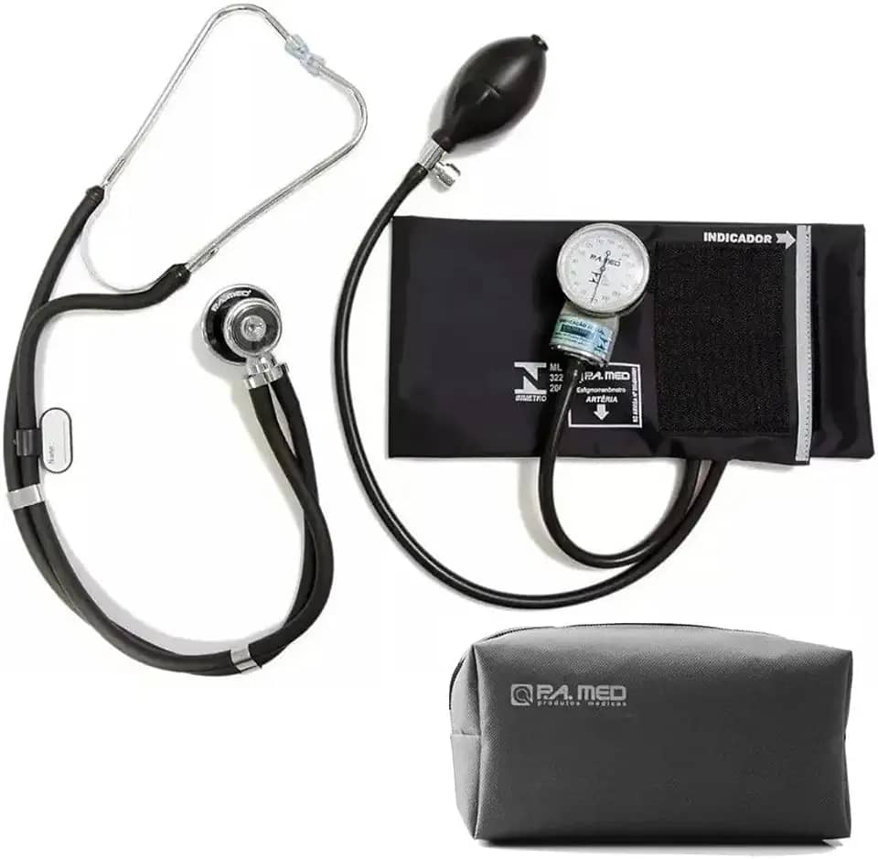 Aparelho De Pressao Esfigmomanometro Estetoscopio Pa Med (Preto)