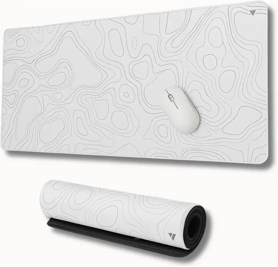 Mousepad Gamer Force One Skyhawk Snow XXL 90x40cm - Precisão Imbatível para FPS, Base Antiderrapante e Superfície de Tecido Premium Branca