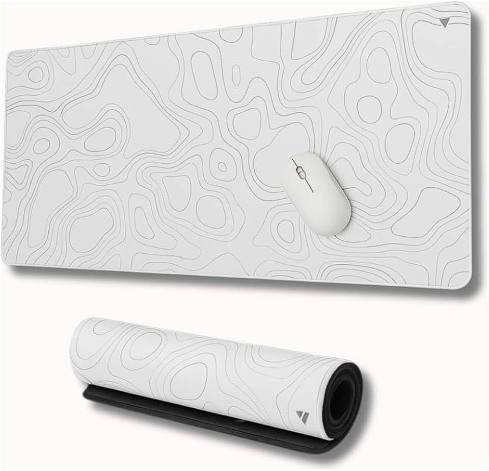 Mousepad Gamer Force One Skyhawk Snow XXL 90x40cm - Precisão Imbatível para FPS, Base Antiderrapante e Superfície de Tecido Premium Branca