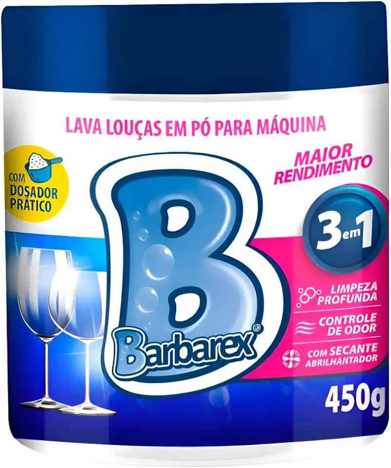 Sabão Detergente Lava Louças Em Pó P/Máquina 450g Barbarex