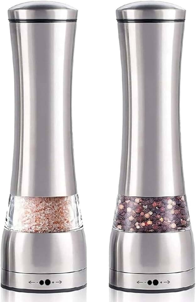 KIT 2 Moedores Profissionais de Sal e Pimenta | Corpo em Aço Inox Antiferrugem | Mecanismo Ajustável de Alta Durabilidade