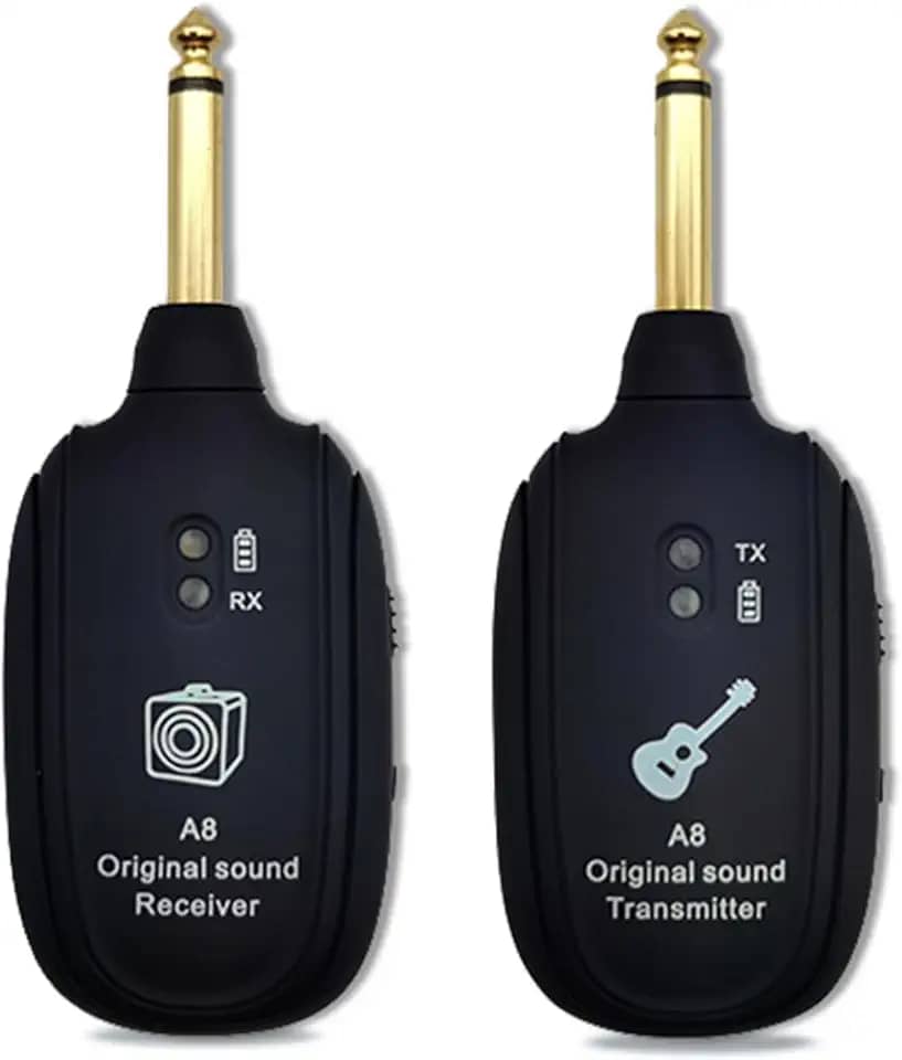 Transmissor sem fio Guitarra, Captador Transmissor e Receptor do Sistema, Canal UHF para Guitarra Elétrica, Amplificador Baixo áudio sem fio (para todos os violões)