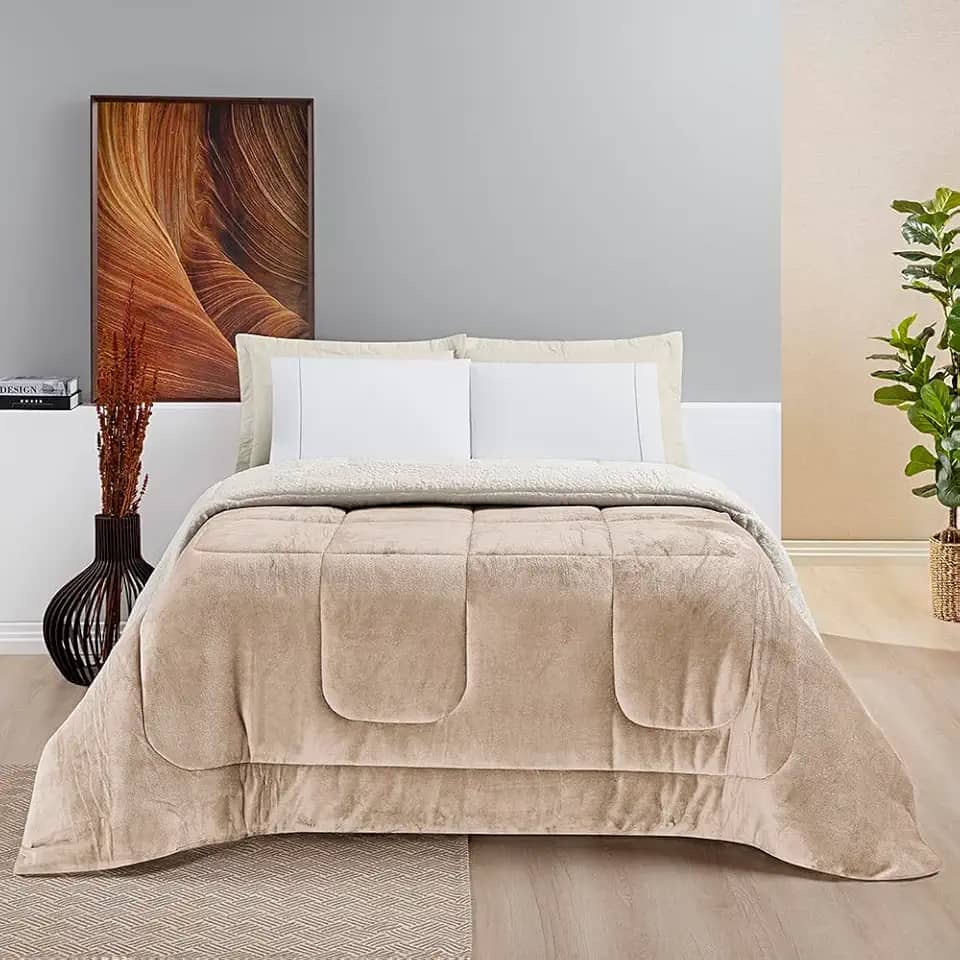 Cobertores KING size FOFÃO Gigante Lã Manta Cobertas Sherpa Edredom Grosso Coberdrom frio intenso (Caqui)