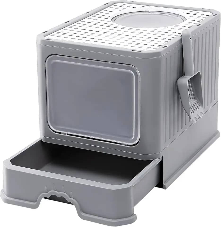 Caixa de Areia Fechada para Gatos, Banheiro Sanitário com Pá, Toalete para Felinos