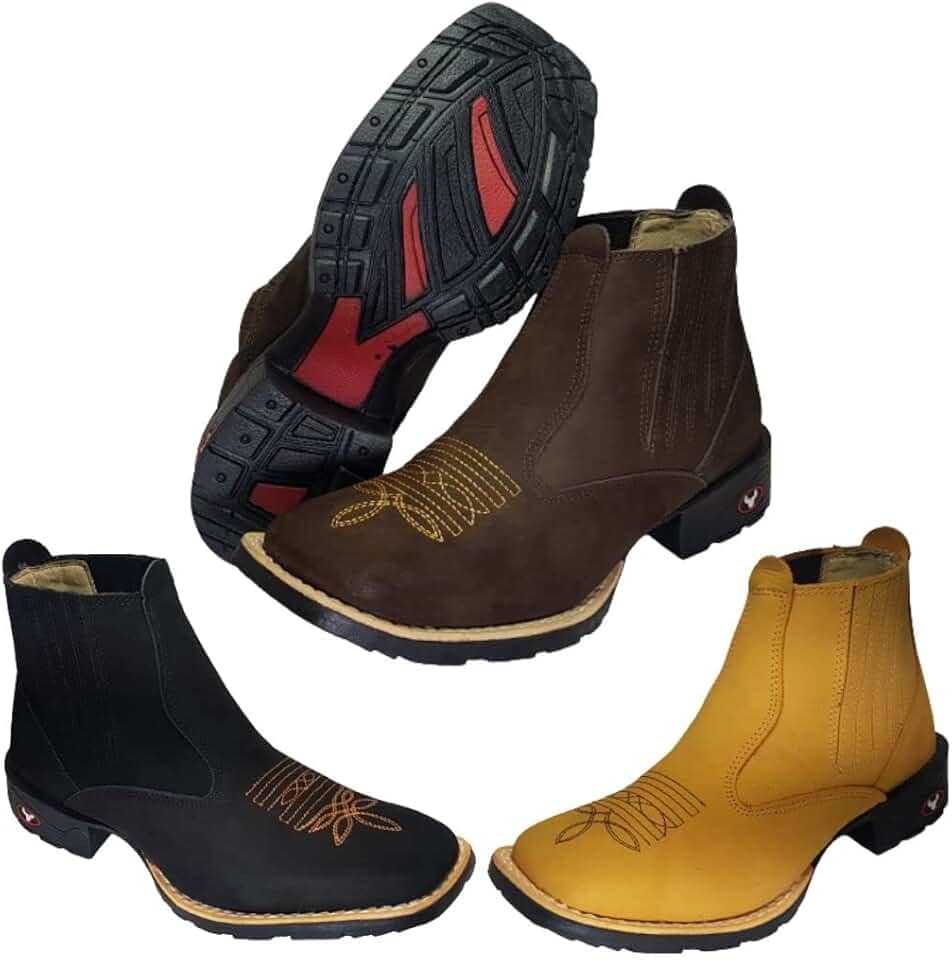 Bota Botina Texana Country Modativa Feminino e Masculino Couro Nobuck Legítimo Cano Médio
