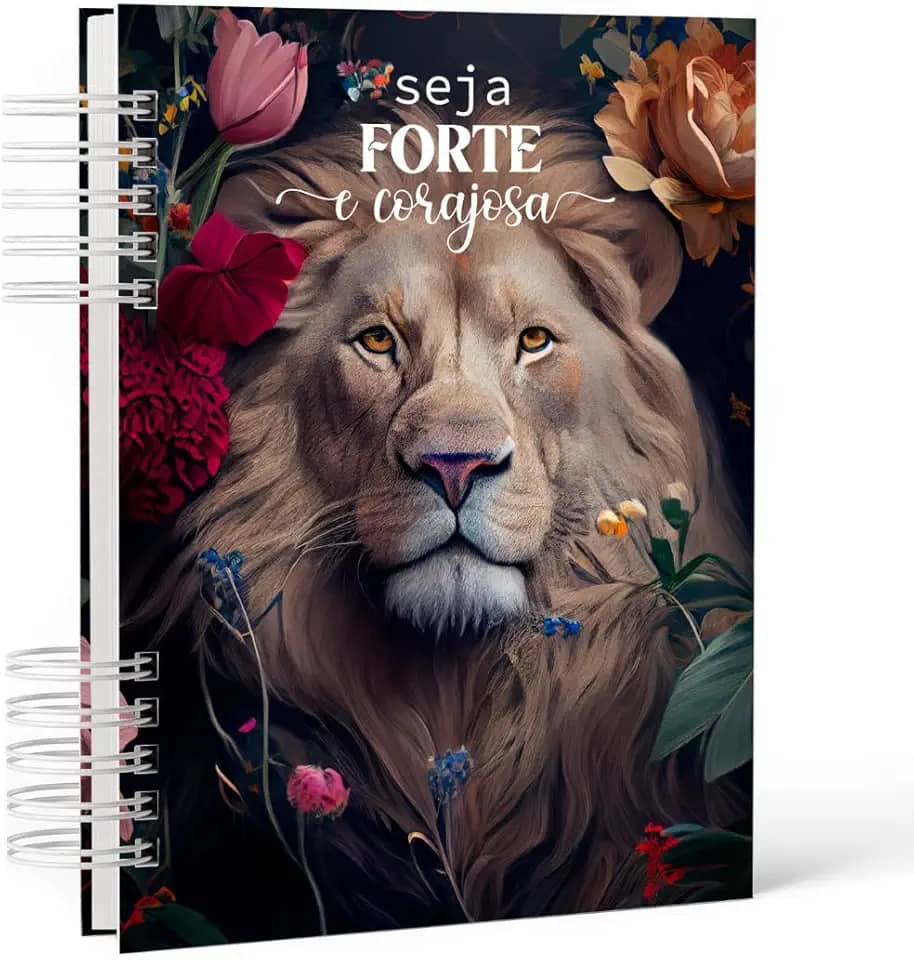 Caderno Devocional Cristão Feminino, Leão de Judá, Planner Espiritual Diário com Marca-Página