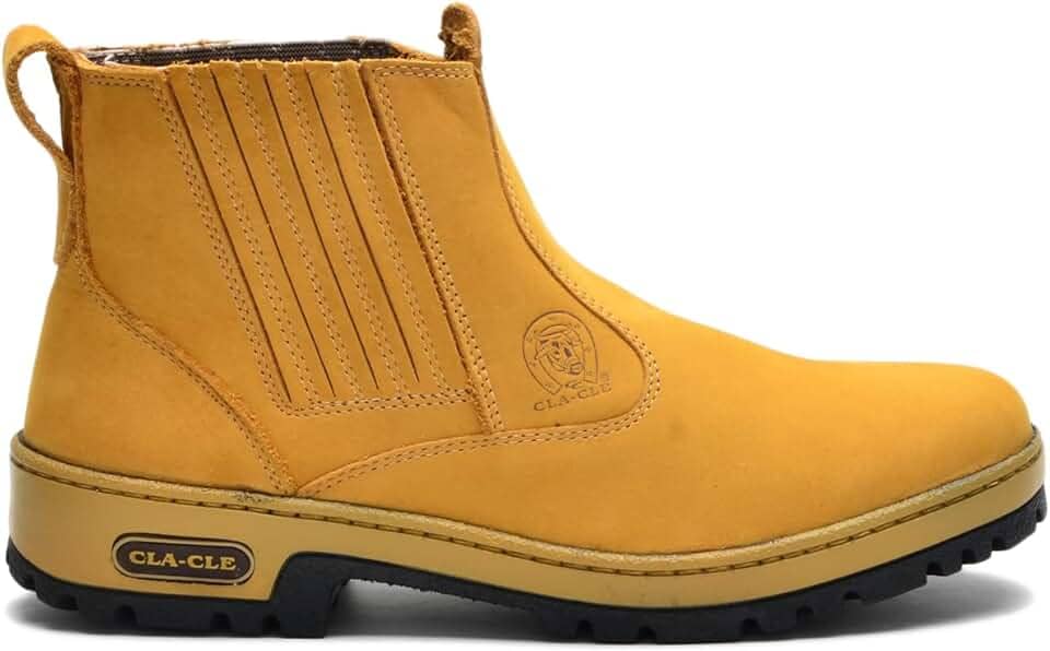 Botina de Couro Country com Elástico Lateral e Solado Costurado Cla-Cle