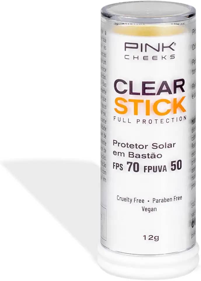 Clear Stick Protetor Solar Bastão Transparente FPS70 FPUVA50 12g - Pink Cheeks