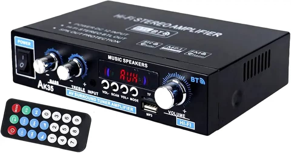 AK35 90W + 90W Amplificador de potência de áudio 2.0 CH Receiver Bass & Control Amplificador de som 2 canais para carro MP3 PA System Potência