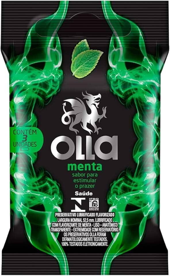 Olla Preservativo Camisinha Sabor Menta - 3 Unidades 3Un Pacote De 3