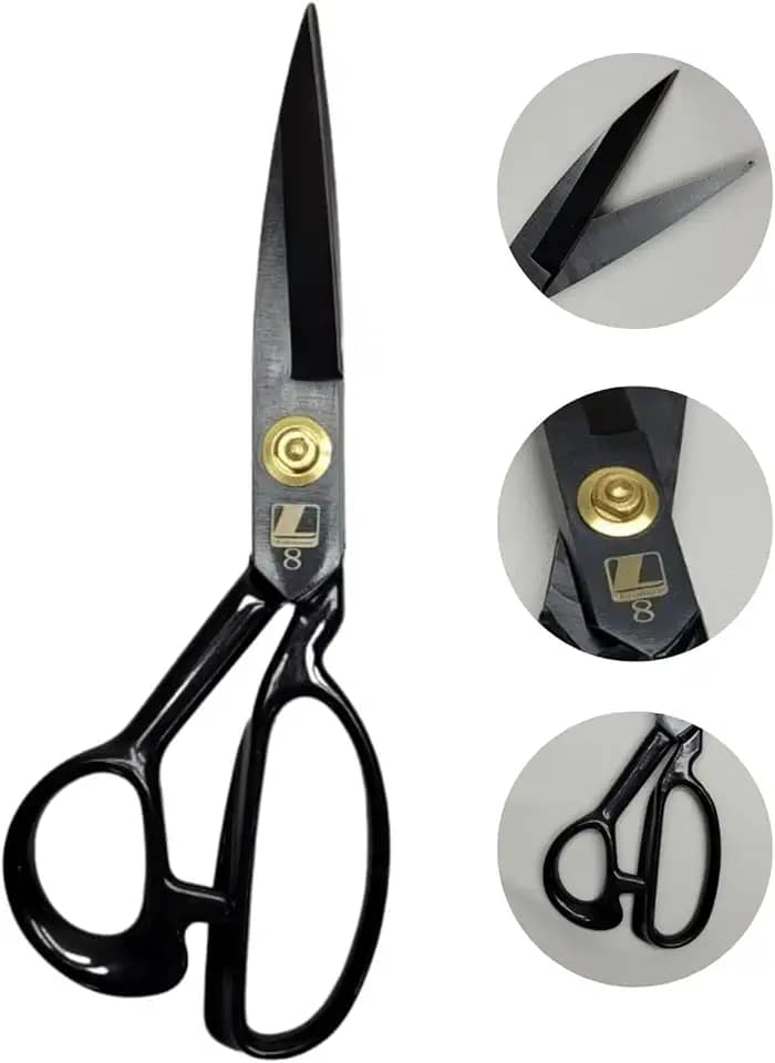 LANMAX Tesoura Alfaiate Costura Reforçada Titanium Profissional 8'' Preta