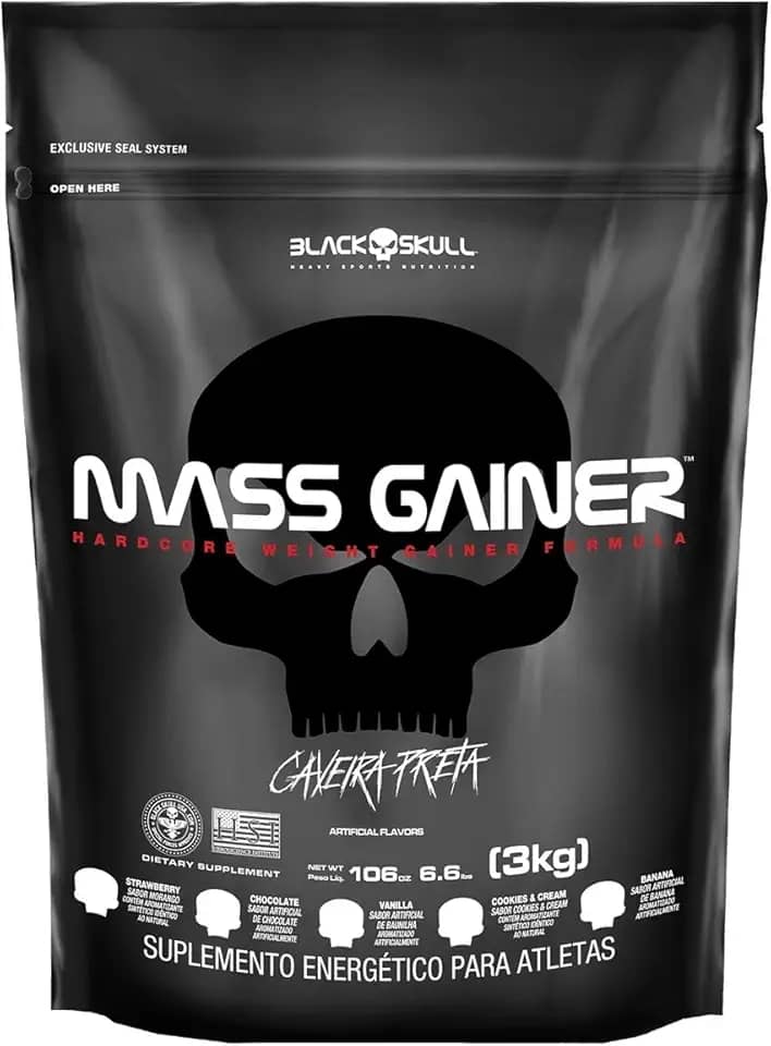 Black Skull Mass Gainer Refil (3Kg) - Sabor Cookies And Cream