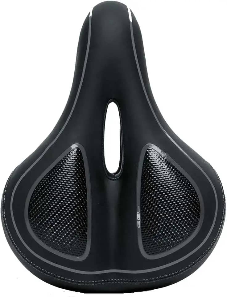 Selim Banco Gel Largo Bike Mtb Passeio 200x260mm Unissex Vazado Elastômeros Absolute