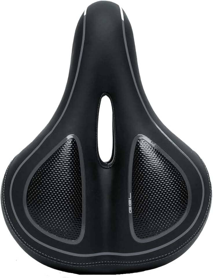 Selim Banco Gel Largo Bike Mtb Passeio 200x260mm Unissex Vazado Elastômeros Absolute