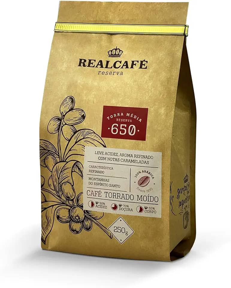 CAFÉ ESPECIAL TORRADO E MOÍDO REALCAFÉ RESERVA 650 - Torra Média - 250G