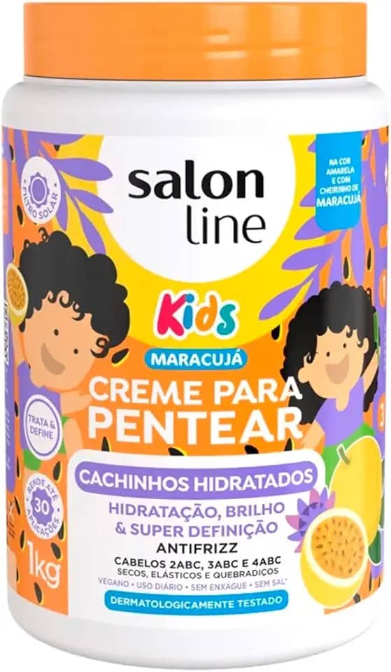 Salon Line, Creme para Pentear, Maracujá, Cachinhos Hidratados, Vegano - Para Cabelos Ondulados, Cacheados e Crespos, Salon Line, 1kg
