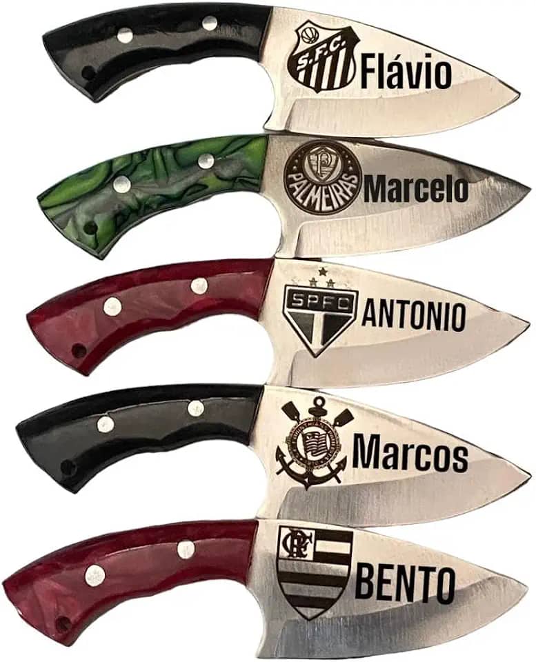 Faca Campeira Inox Personalizada Com Escudo Do Time Seu Nome