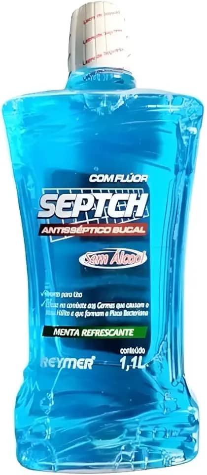 Enxaguante Antisséptico Bucal Septch, Sabor Menta, Sem Álcool, com Flúor, 1,1 Litros