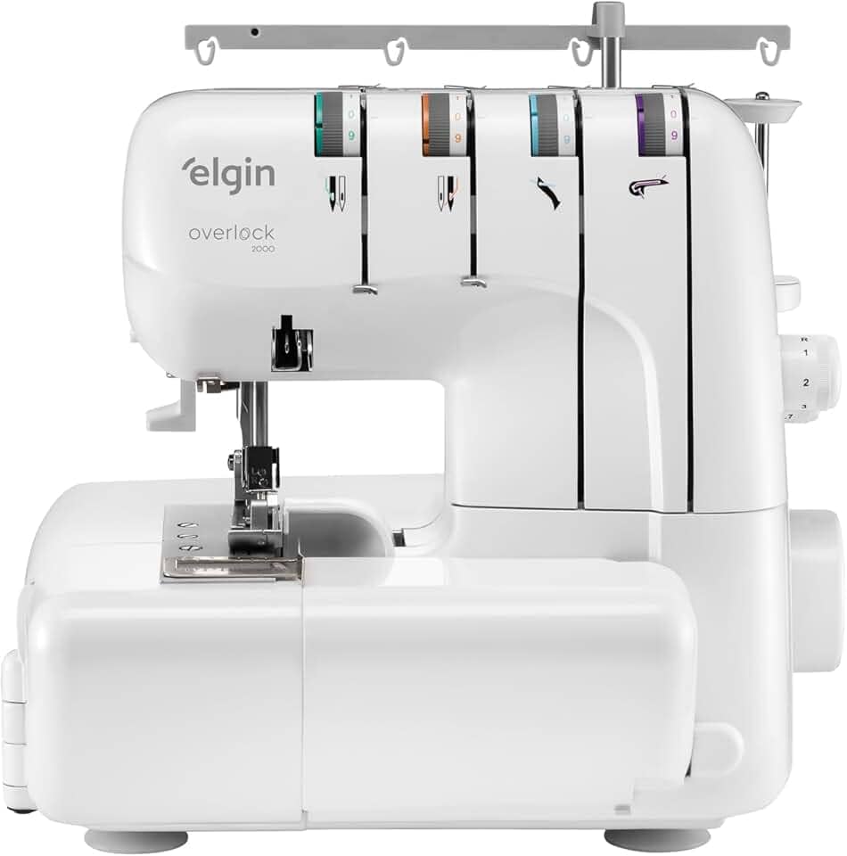 Máquina de Costura Overlock 2000 Elgin Doméstica Portátil Versátil Branco - 220V