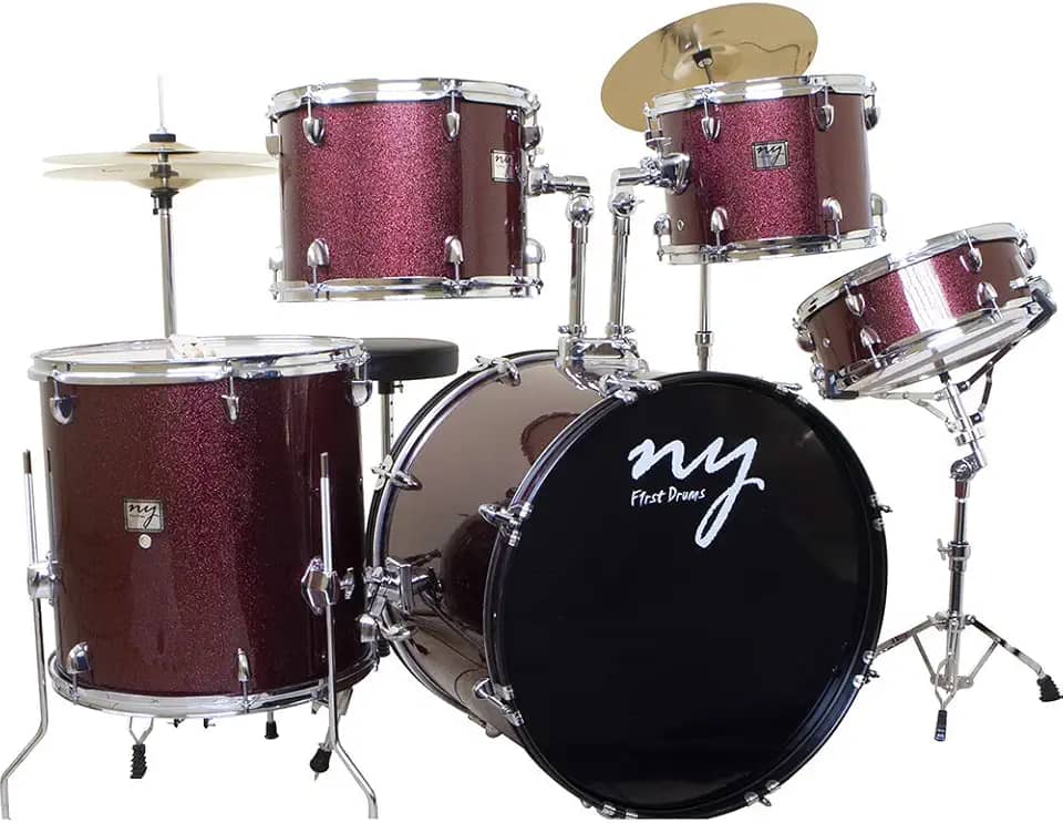 Bateria Acústica 2T PR SP Wine Sparkle Vinho com Banco NY F1rst