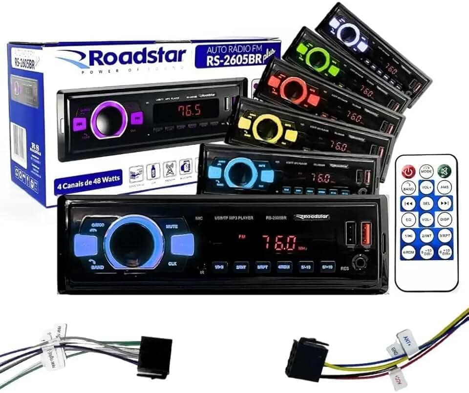 Rádio Automotivo Bluetooth Mp3 Player USB SD Roadstar - RS2605BR ES