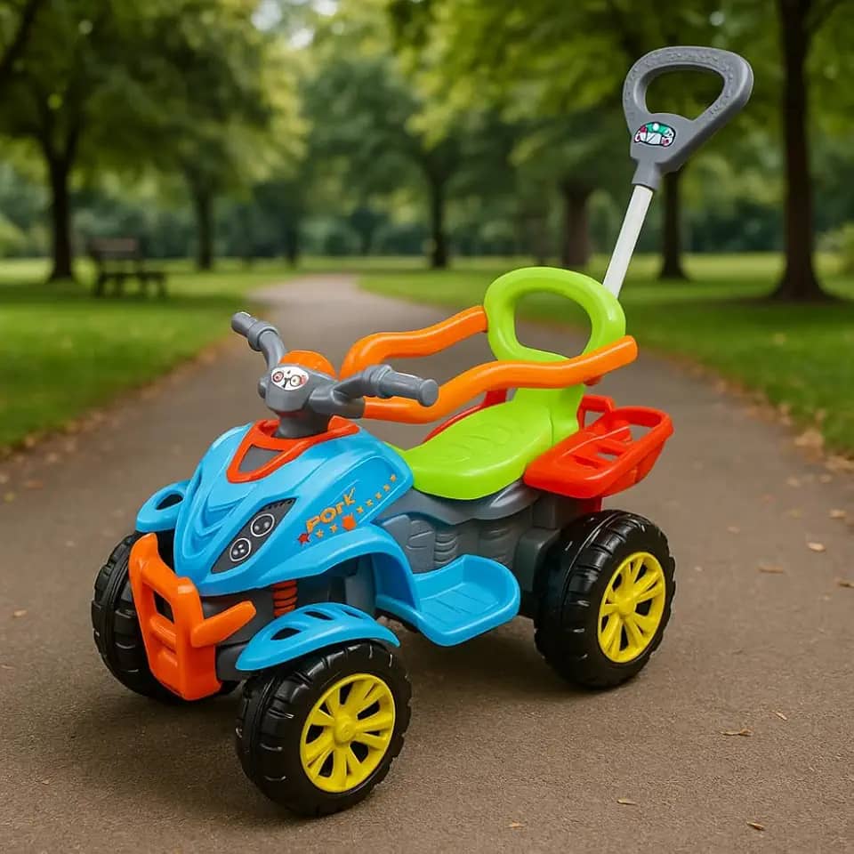 Carrinho Passeio Quadriciclo Infantil |Unisex Menino e Menina 2 em 1 com Pedal e Passeio | Bebê 9 Meses até Criança 5 Anos - Empurrar e Pedalar