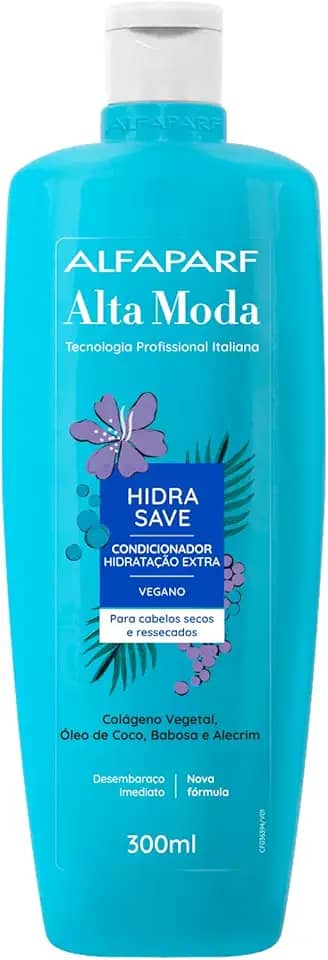 Alta Moda Hidra Save Condicionador - Instantâneo envolvimento da fibra - Facilidade para pentear - Para cabelos secos e ressecados 300ml