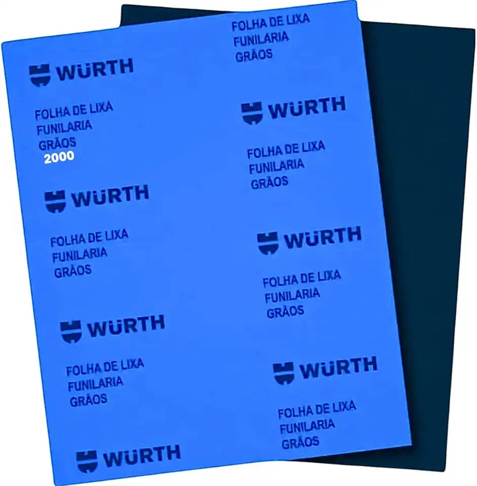 Folha de Lixa Dagua Para Polimento Lixamento De Agua Automotiva Uso Geral Wurth Grão 800 1200 2000 3000 (2000)