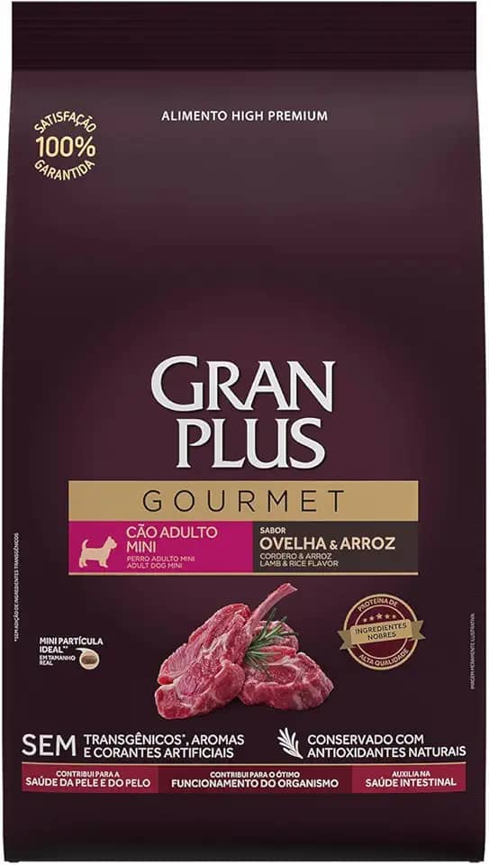 Ração GranPlus Gourmet para Cães Adultos de Porte Mini Sabor Ovelha 10,1kg