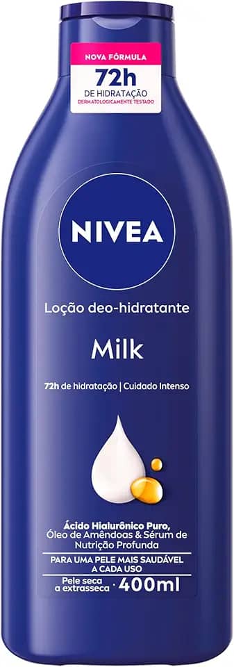 NIVEA Loção Deo-Hidratante Milk 400ml - Hidratação e nutrição profunda por 72h para uma pele macia e suave