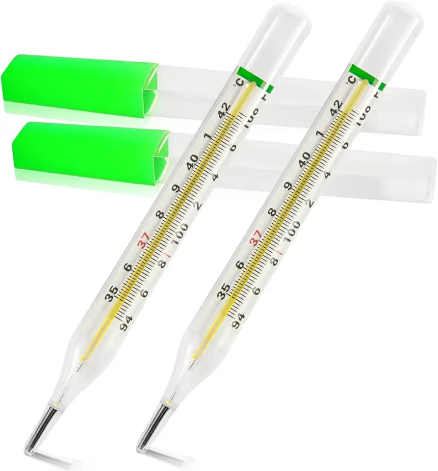 ℃&℉ termômetro sem mercúrio para axilas 2 unidades - termômetro clínico de vidro para febre - termômetro não digital clássico para adultos - leitura precisa e fácil por