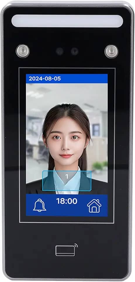 Relógio de Ponto Facial para Funcionários, Capacidade de 100 Usuários Máquina de Atendimento Com Senha e Cartão de Identificação Máquina de Entrada e Saída de Relógio Com Tela LCD