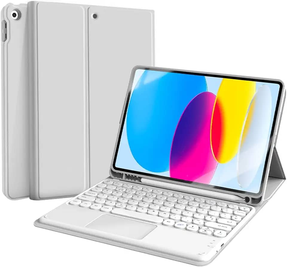 WB Capa com Teclado e trackpad para iPad 10ª e 11ª Geração 10.9' Polegadas com Auto Hibernação (Cinza)