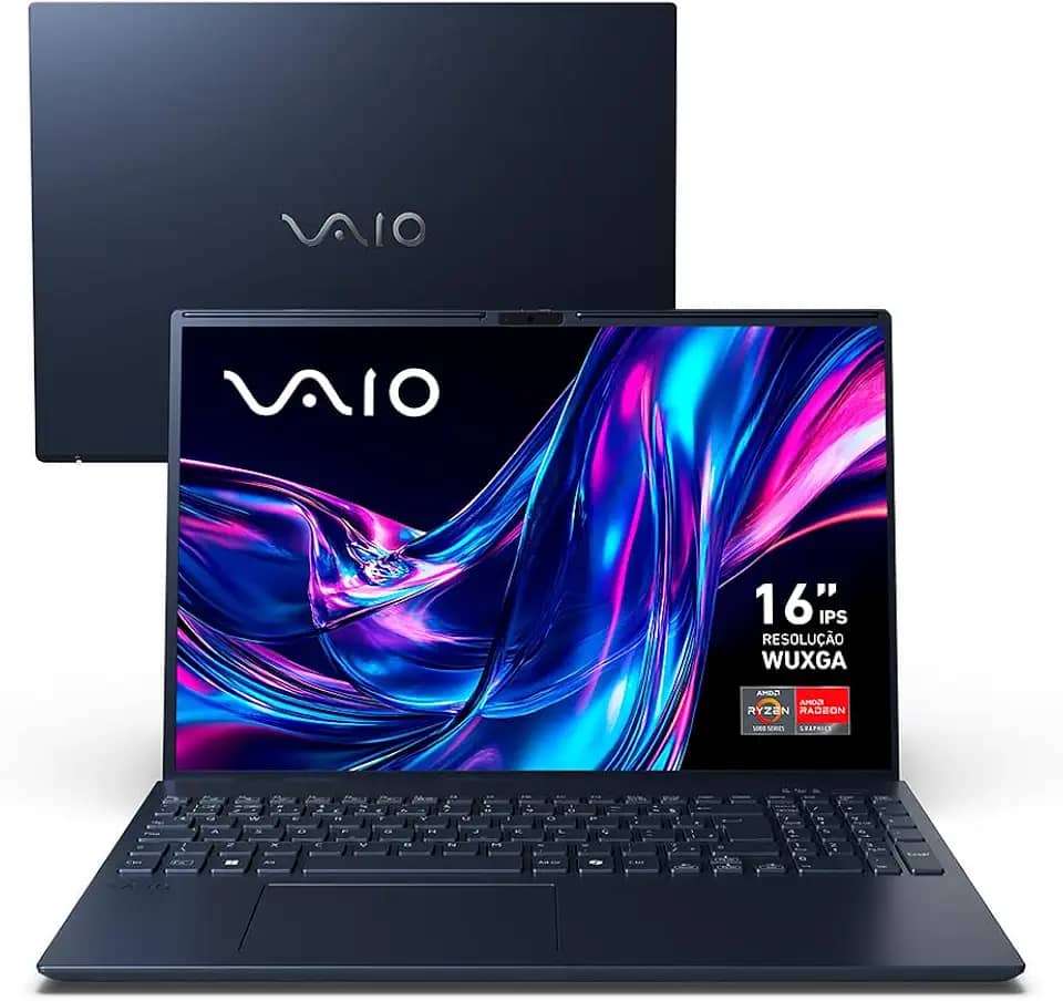 Notebook VAIO FE16 AMD® Ryzen 7-5825U Linux 32GB RAM 512GB SSD 16' IPS WUXGA Antirreflexo - Cinza Grafite