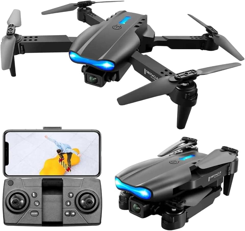 Drone DLI E99 com Câmera, Drone Plegável FPV 4K UHD para Crianças, Adultos e Iniciantes, Quadricóptero Controle Remoto com Hover Estável, Quadricóptero FPV WiFi com Detecção de Obstáculos, Selfie por Gestos, Voo por Ponto de Rota, Manutenção de Altitude, Flip 3D, Início com um Toque, Longo Tempo de Voo, 2 Baterias (Preto)