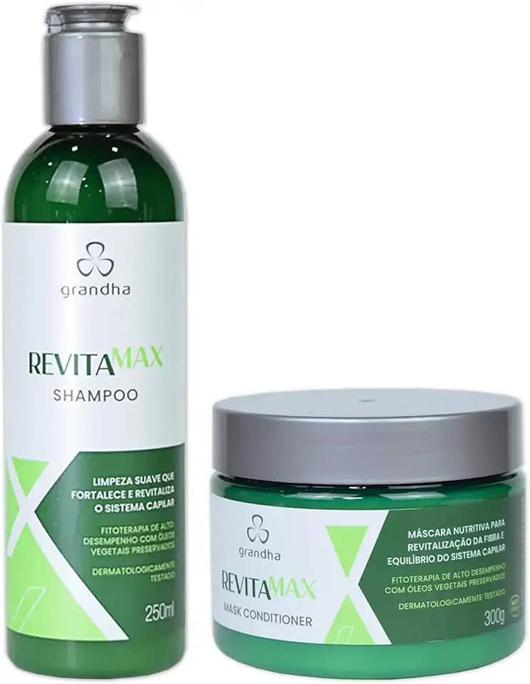 Kit Grandha Revitamax Home Care para Fortalecimento Capilar e Revitalização dos Cabelos Danificados e Porosos (Revitamax Shampoo 250ml + Máscara Capilar 300g)