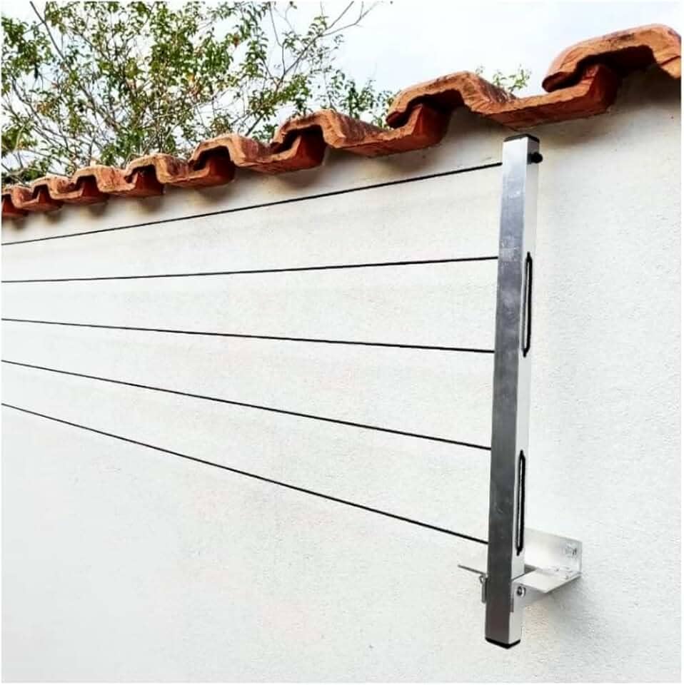 Varal de Parede Retratil Aluminio Reforçado 20 metros Cabo De Aço Com Kit Instalação (Suporta 80kg)