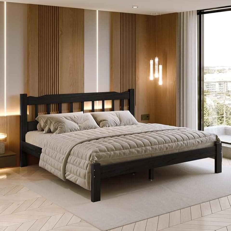 Cama King Size Madeira Perola Reforçada Preto Nemargi