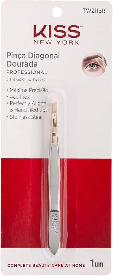 KISS NEW YORK Pinça Ponta Diagonal Dourada - Premium