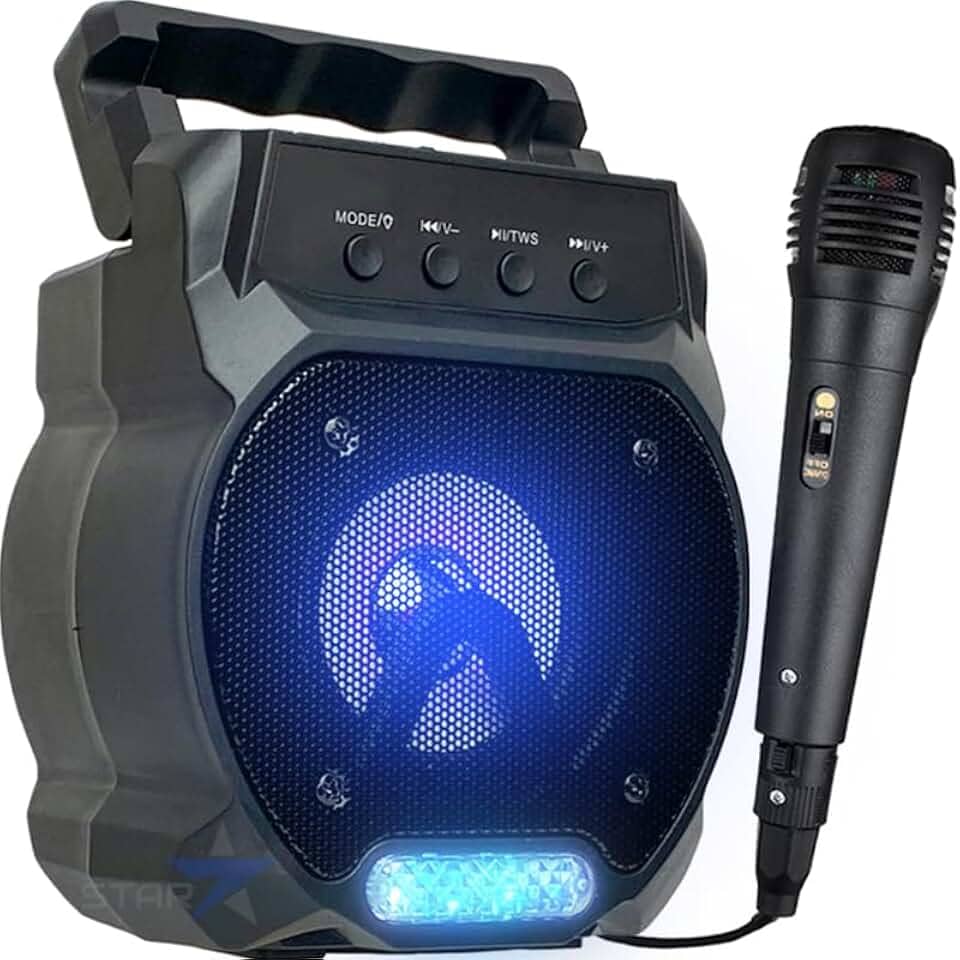 Caixa De Som Com Microfone Caixinha Bluetooth Karaokê Pendrive