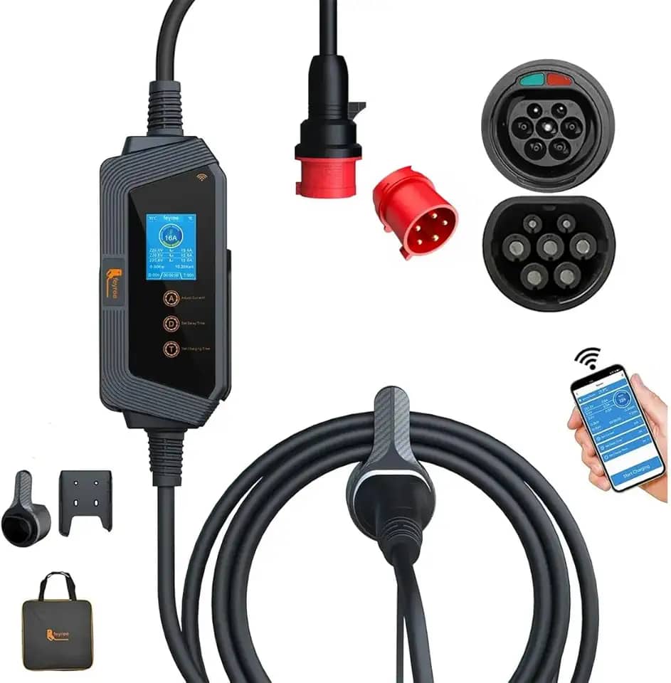 Type2-11KW Carregador Carro Elétrico Portátil 11kw 3p 16a Tipo2 Com App